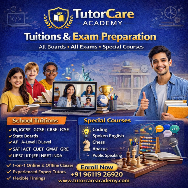 Tutor academy provides Guidance for tuitions and exam preparation worldwide